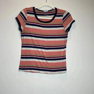 Trendy Striped Short Sleeve Top